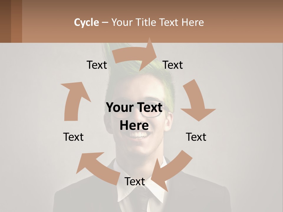 A Man With Green Hair And Glasses Holding A Sign PowerPoint Template