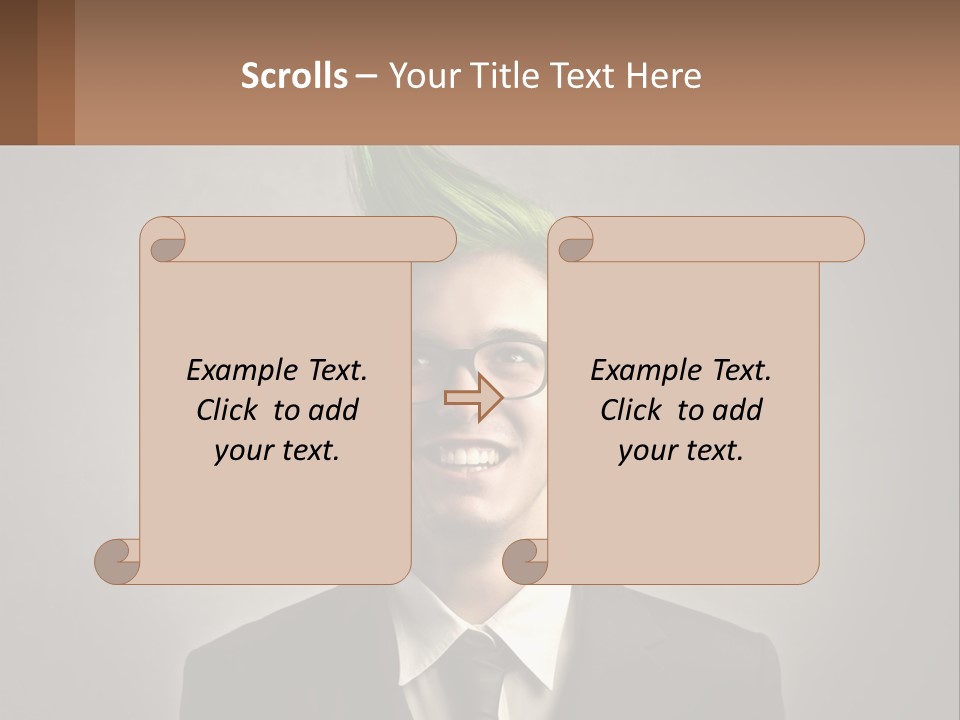 A Man With Green Hair And Glasses Holding A Sign PowerPoint Template