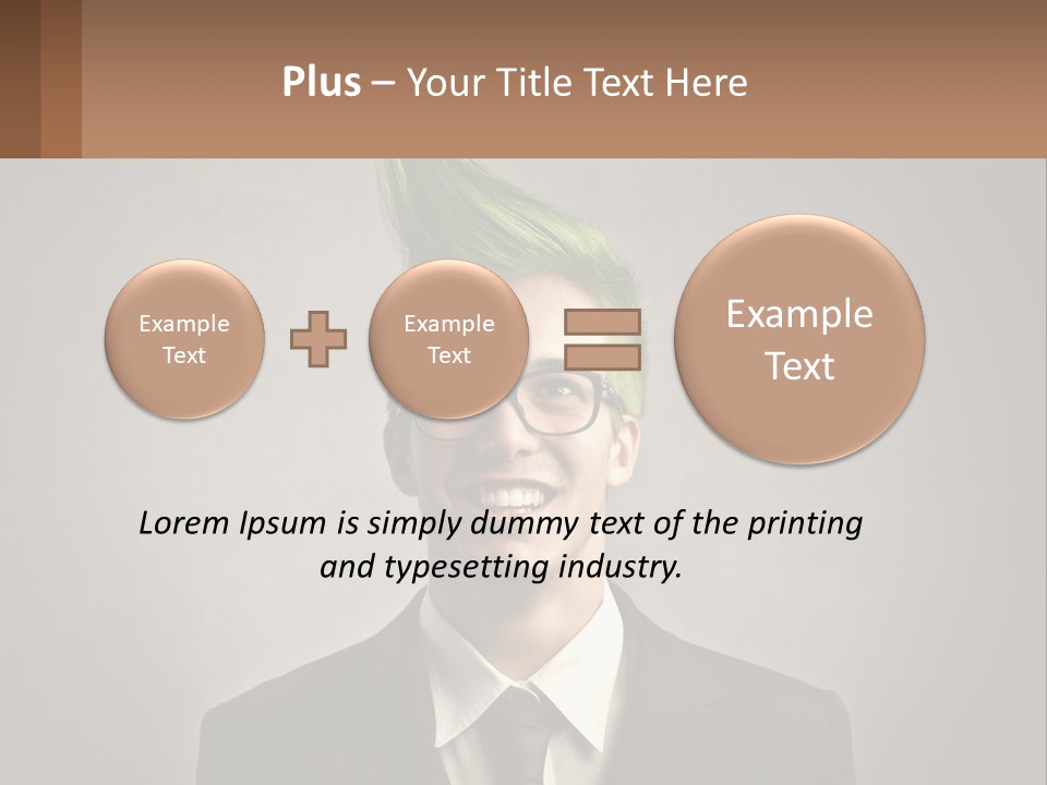 A Man With Green Hair And Glasses Holding A Sign PowerPoint Template