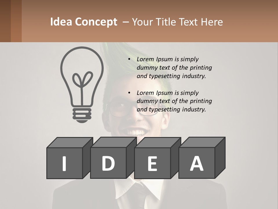 A Man With Green Hair And Glasses Holding A Sign PowerPoint Template