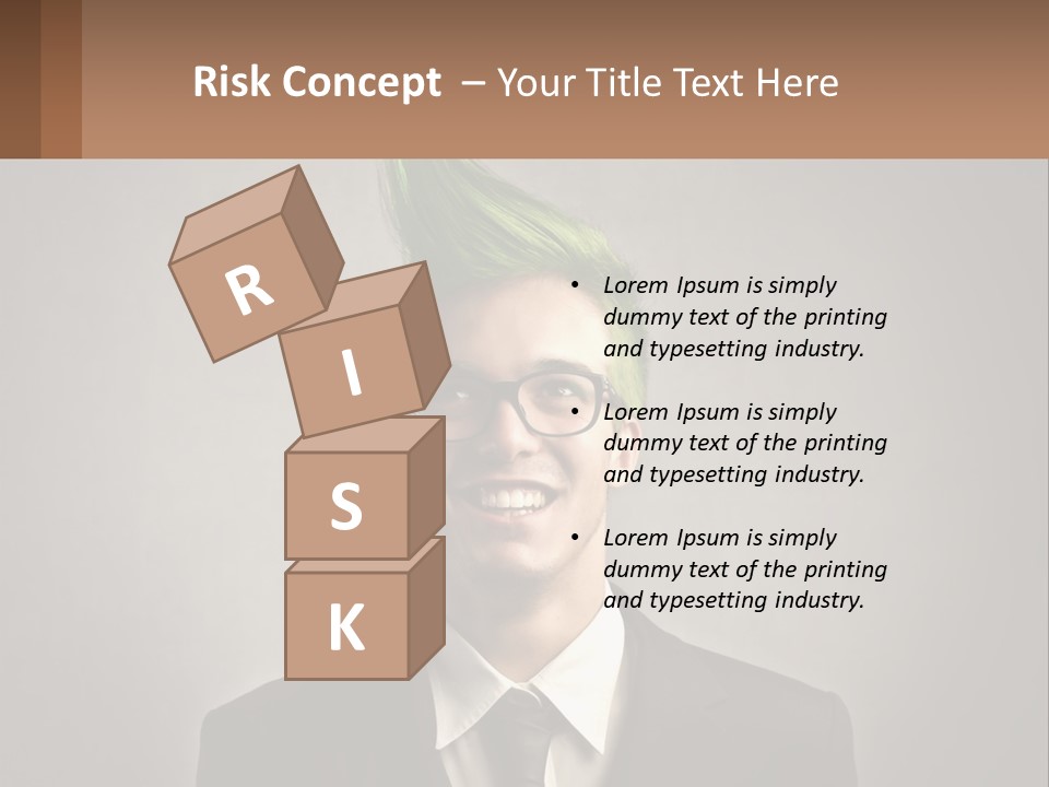 A Man With Green Hair And Glasses Holding A Sign PowerPoint Template