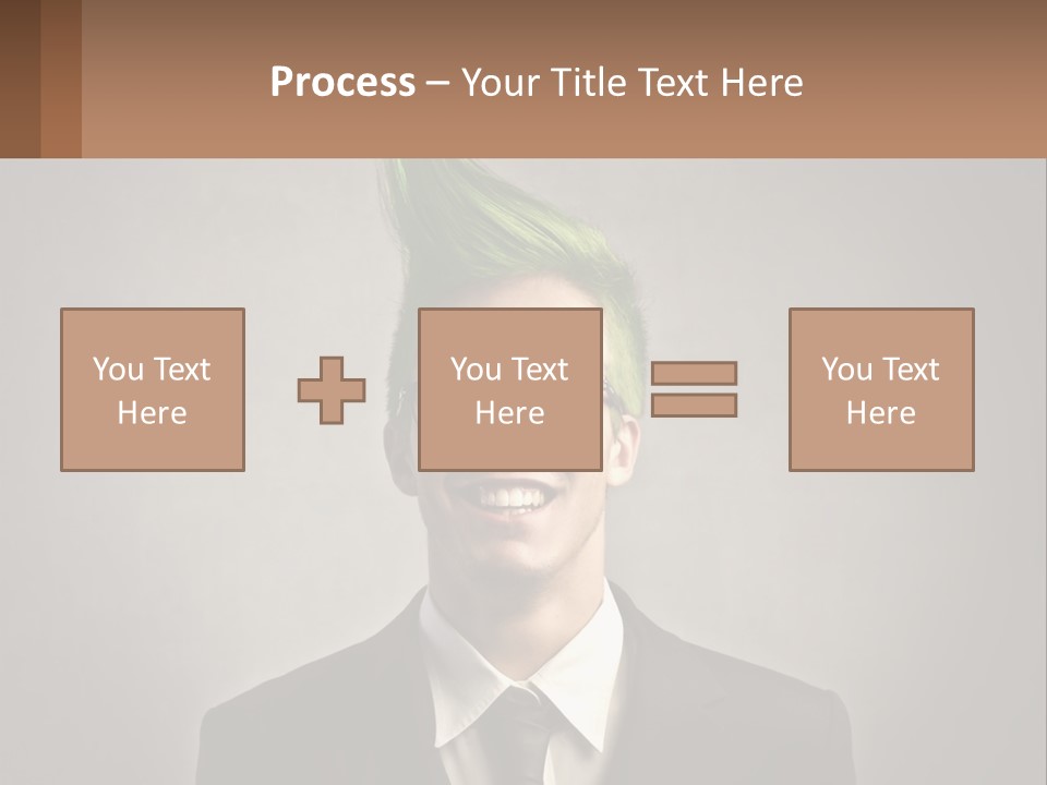 A Man With Green Hair And Glasses Holding A Sign PowerPoint Template