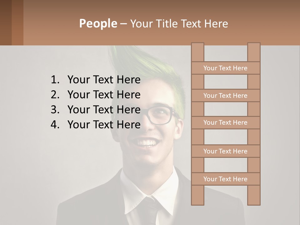 A Man With Green Hair And Glasses Holding A Sign PowerPoint Template