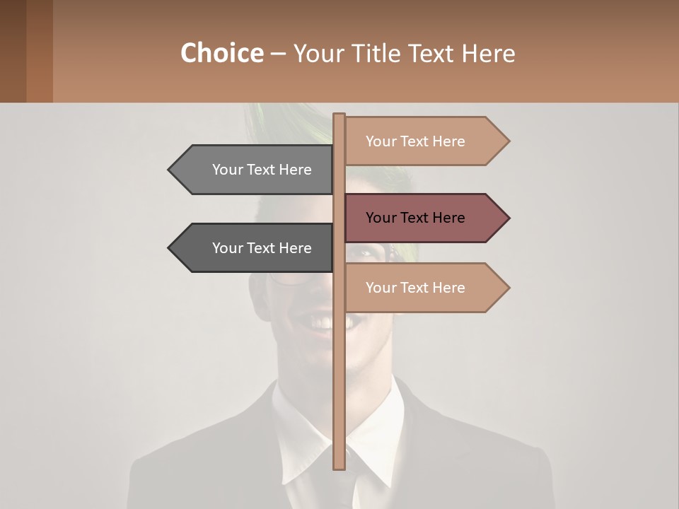 A Man With Green Hair And Glasses Holding A Sign PowerPoint Template