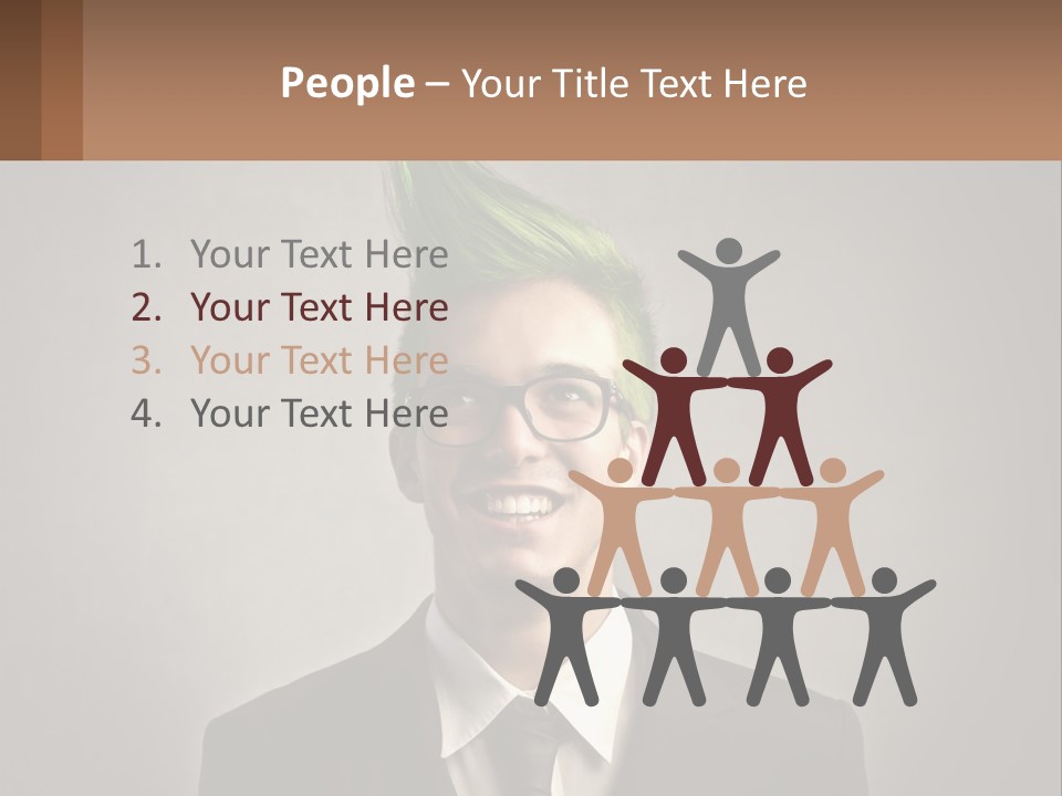 A Man With Green Hair And Glasses Holding A Sign PowerPoint Template