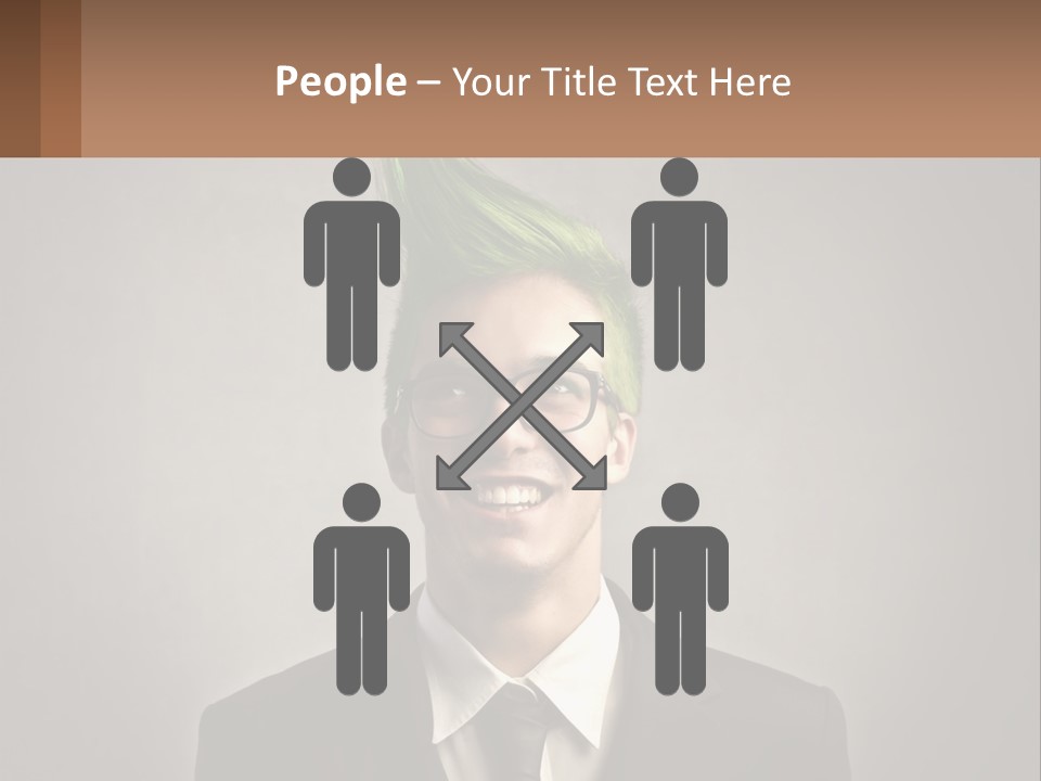 A Man With Green Hair And Glasses Holding A Sign PowerPoint Template