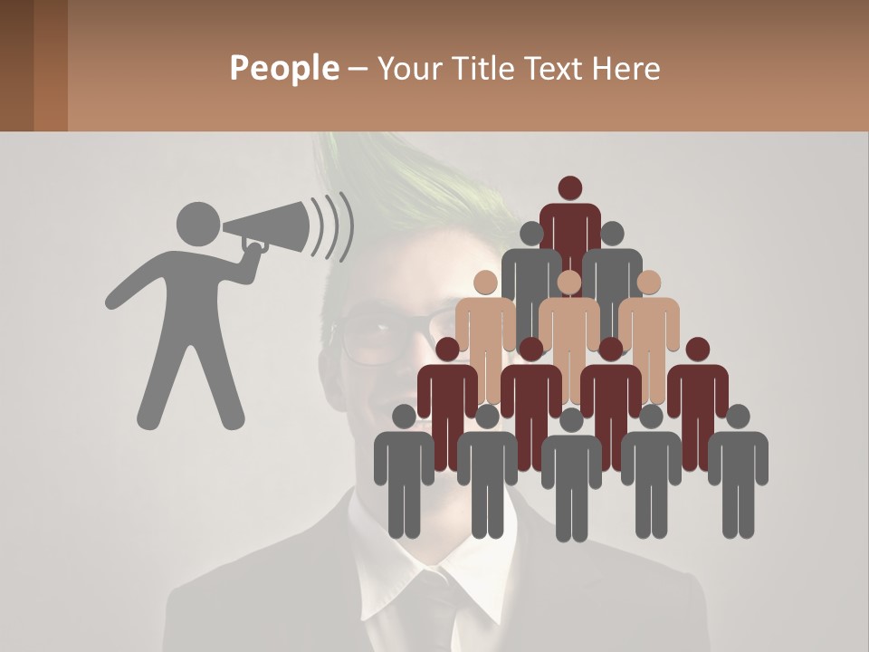 A Man With Green Hair And Glasses Holding A Sign PowerPoint Template