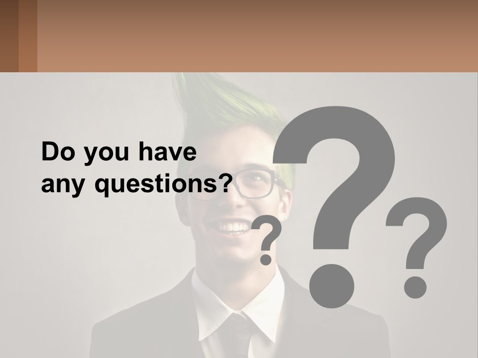 A Man With Green Hair And Glasses Holding A Sign PowerPoint Template