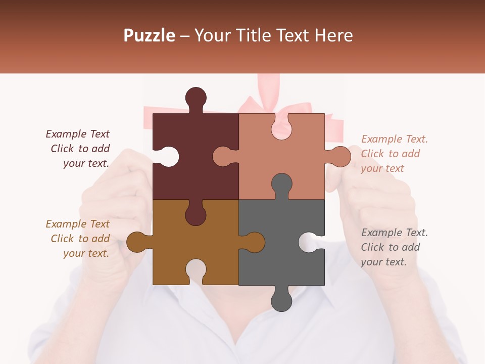 A Man Holding A Card With A Red Bow On It PowerPoint Template