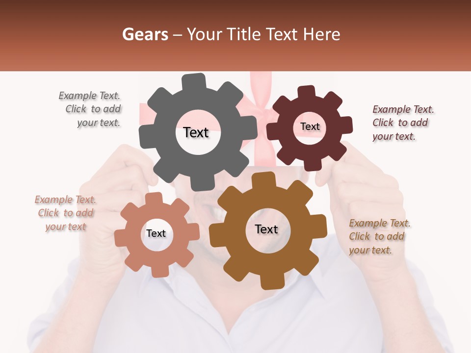 A Man Holding A Card With A Red Bow On It PowerPoint Template