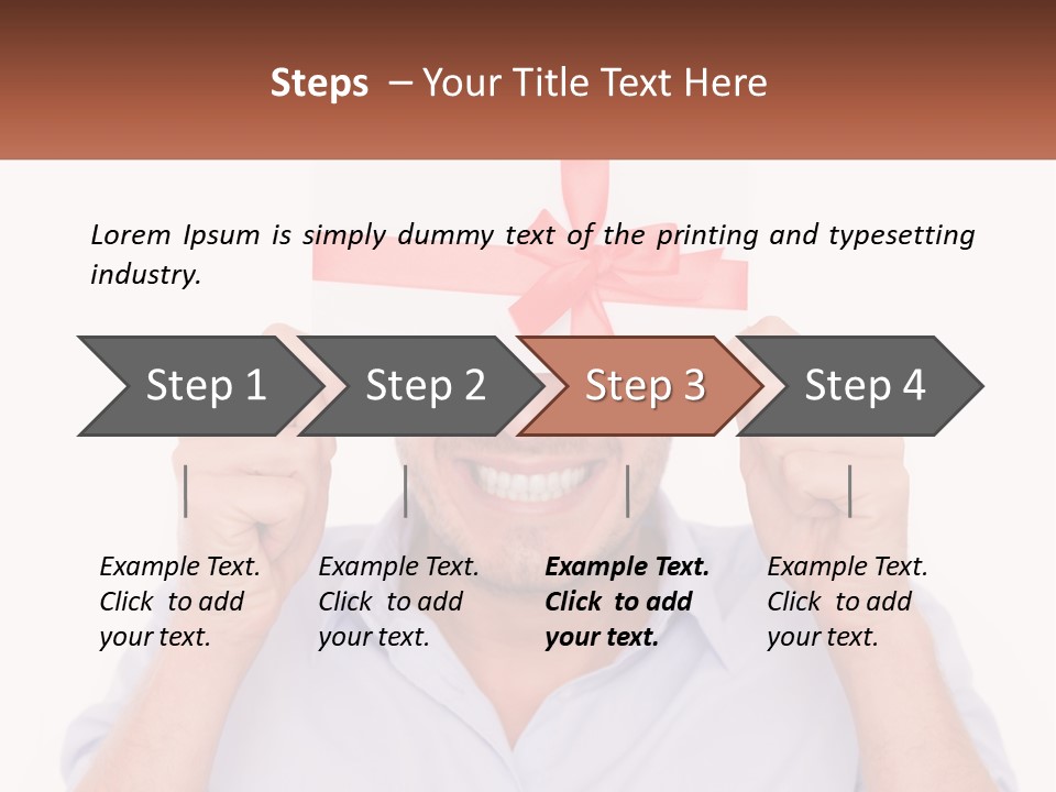 A Man Holding A Card With A Red Bow On It PowerPoint Template