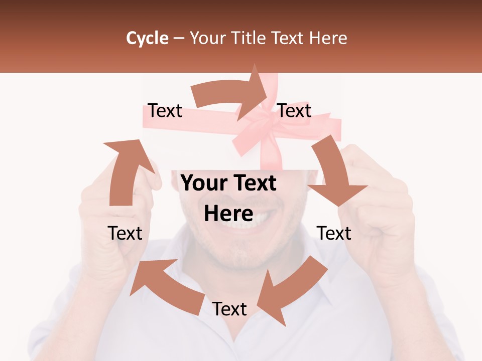 A Man Holding A Card With A Red Bow On It PowerPoint Template