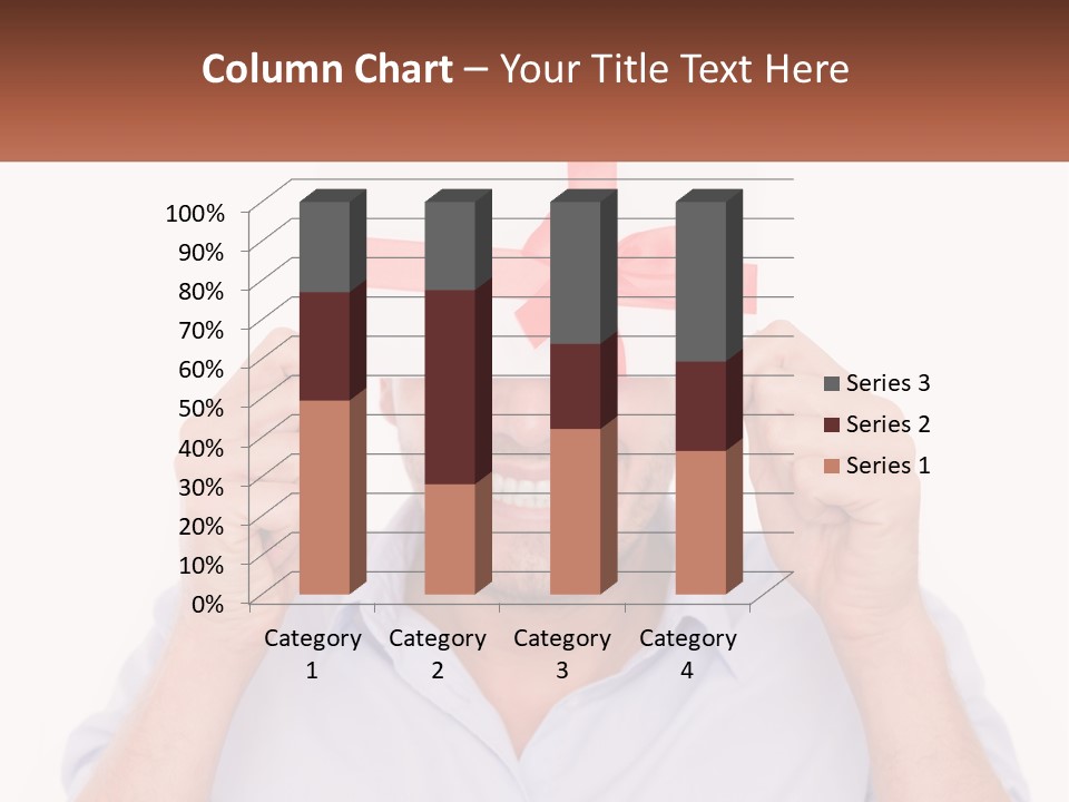 A Man Holding A Card With A Red Bow On It PowerPoint Template