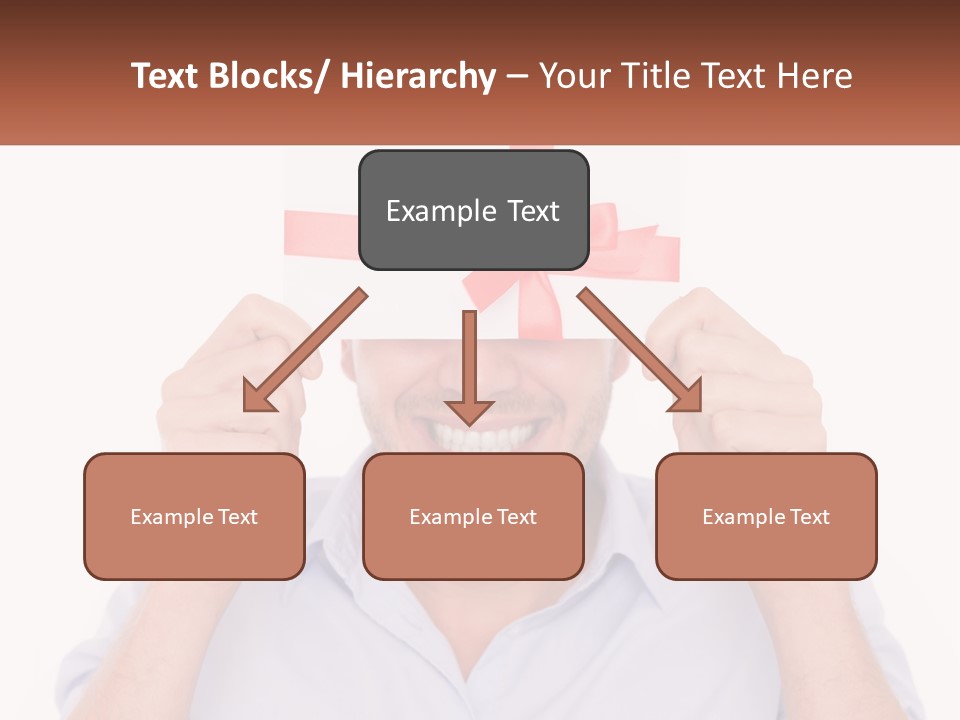 A Man Holding A Card With A Red Bow On It PowerPoint Template