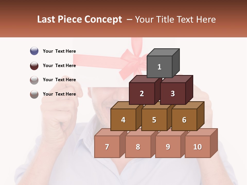 A Man Holding A Card With A Red Bow On It PowerPoint Template