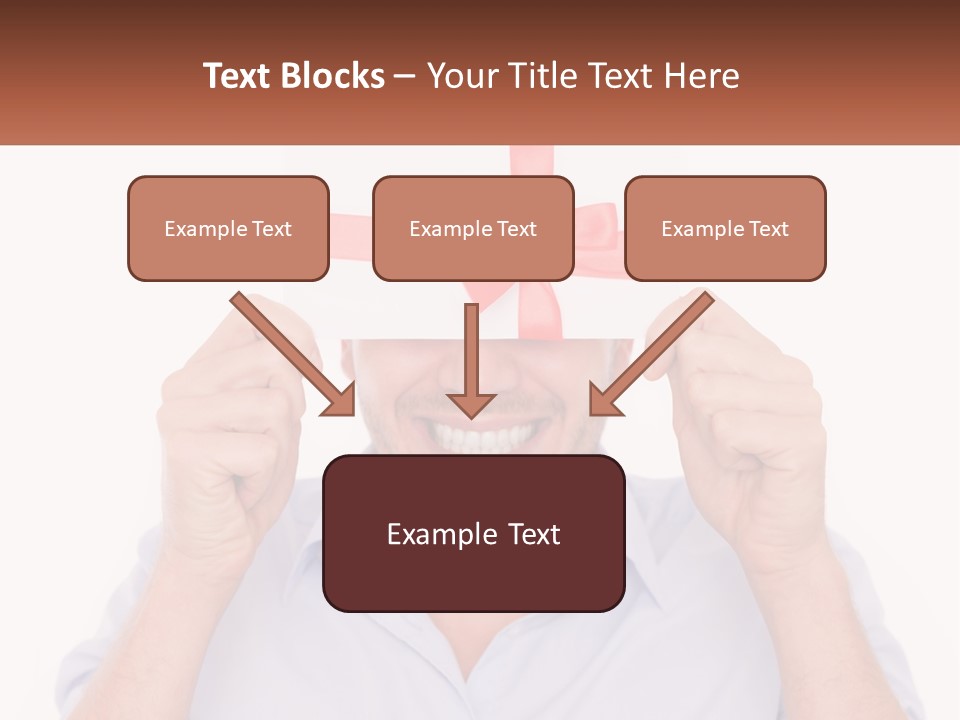 A Man Holding A Card With A Red Bow On It PowerPoint Template
