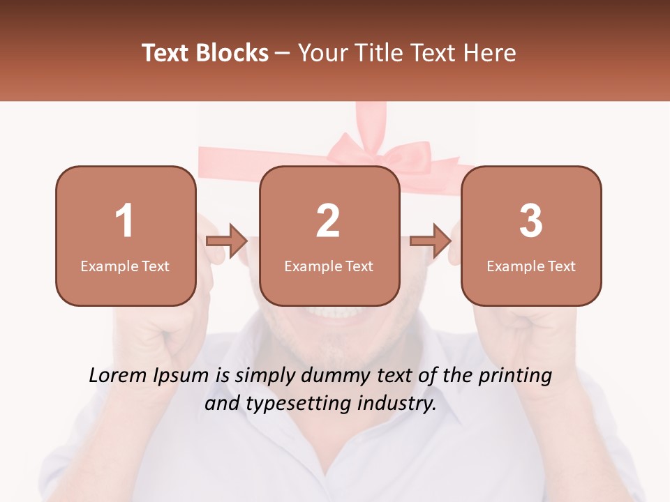 A Man Holding A Card With A Red Bow On It PowerPoint Template