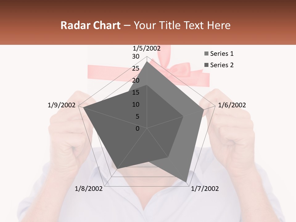 A Man Holding A Card With A Red Bow On It PowerPoint Template