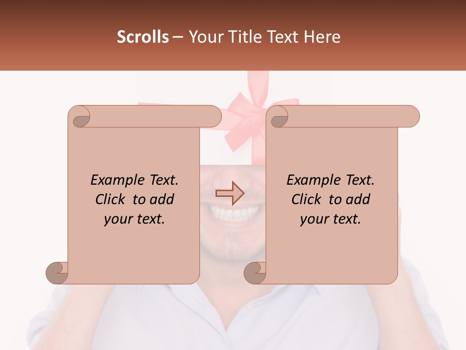 A Man Holding A Card With A Red Bow On It PowerPoint Template