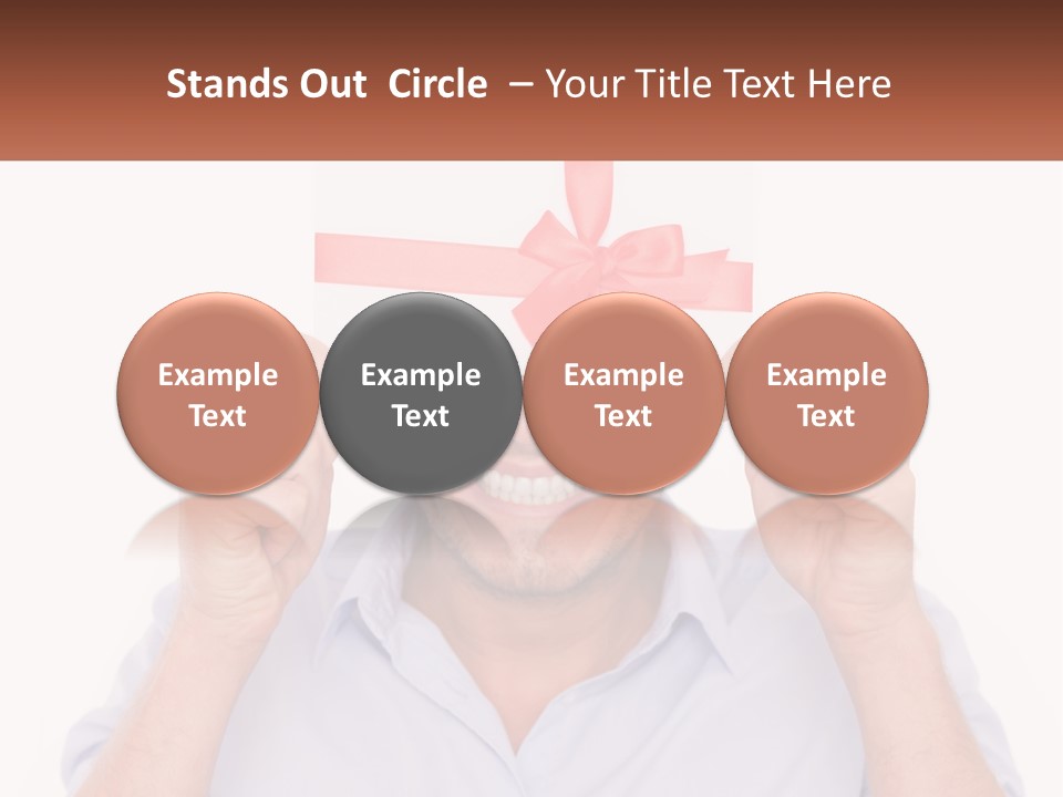 A Man Holding A Card With A Red Bow On It PowerPoint Template