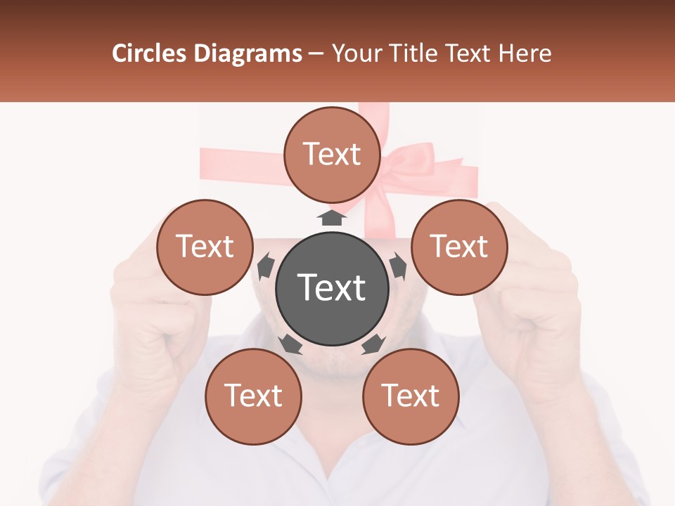 A Man Holding A Card With A Red Bow On It PowerPoint Template