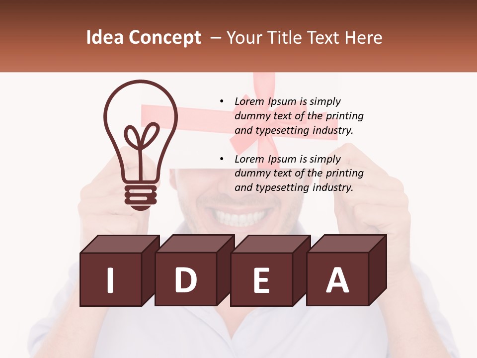 A Man Holding A Card With A Red Bow On It PowerPoint Template