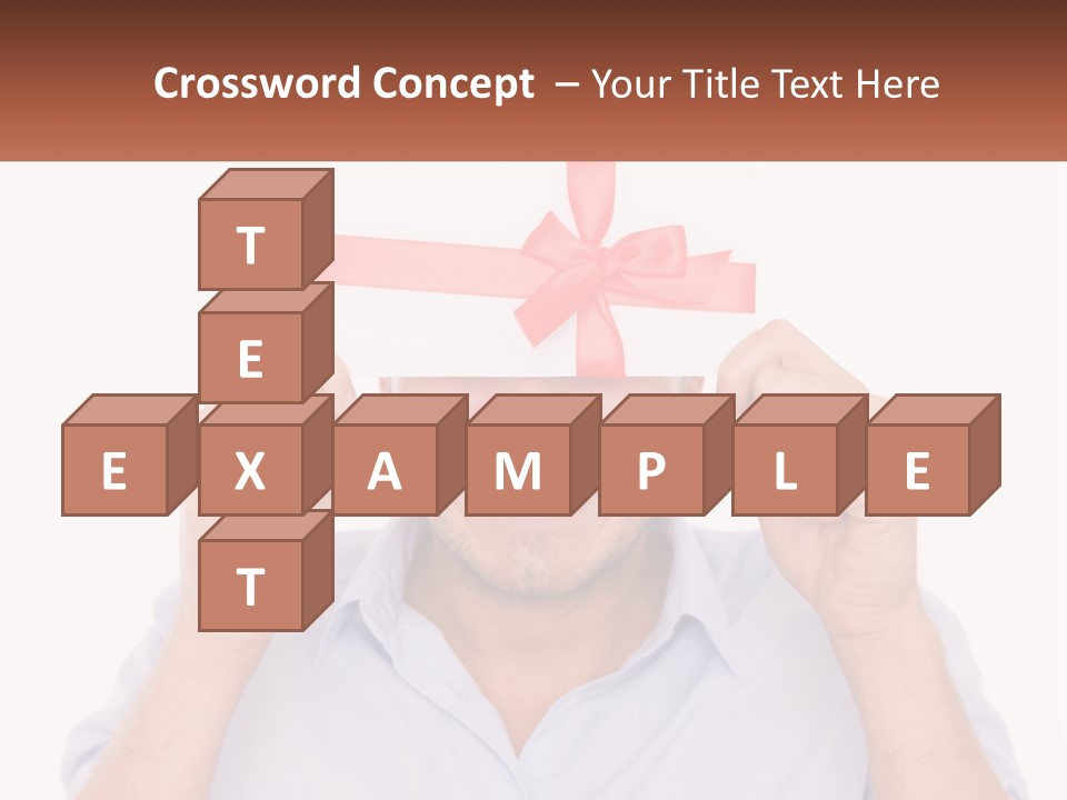 A Man Holding A Card With A Red Bow On It PowerPoint Template