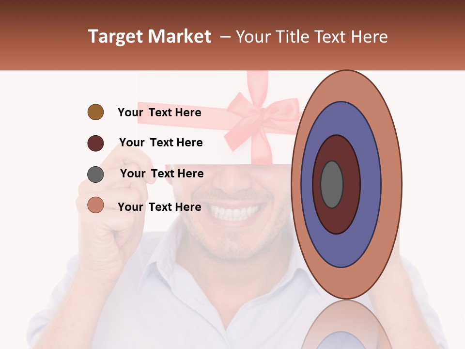 A Man Holding A Card With A Red Bow On It PowerPoint Template