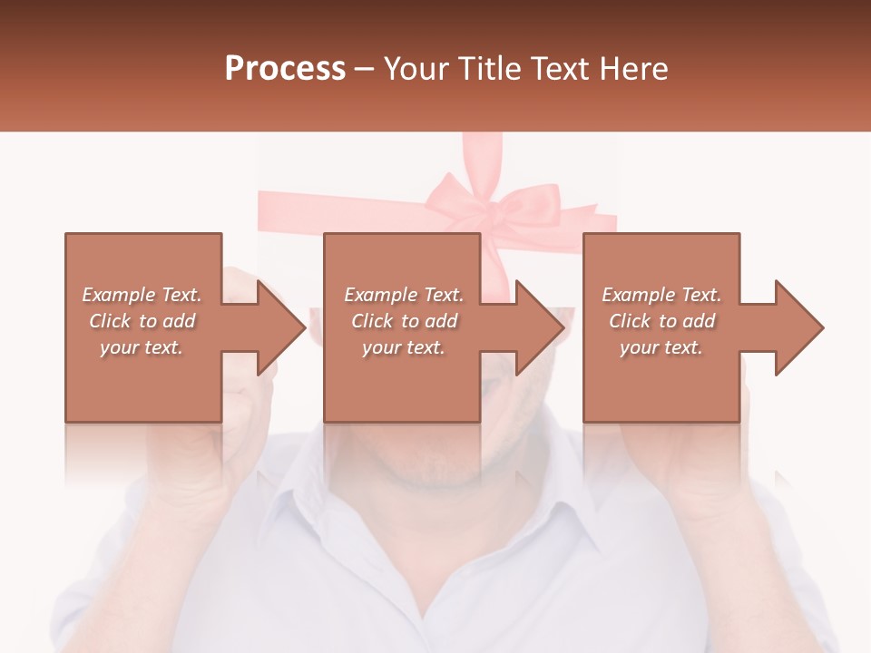 A Man Holding A Card With A Red Bow On It PowerPoint Template