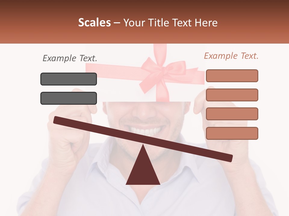 A Man Holding A Card With A Red Bow On It PowerPoint Template