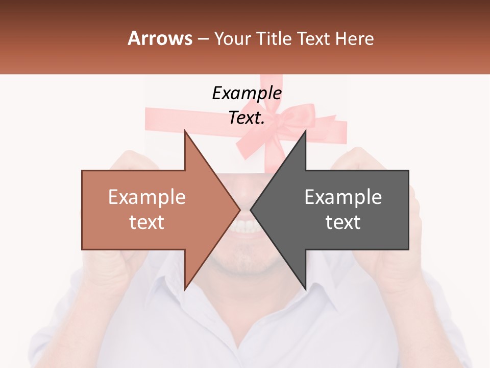 A Man Holding A Card With A Red Bow On It PowerPoint Template