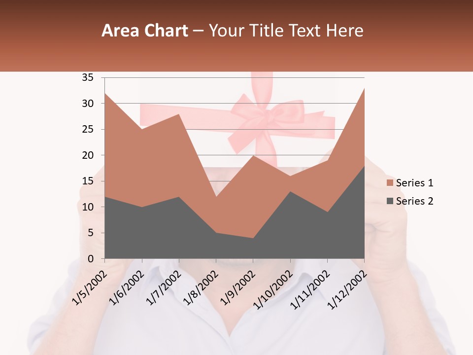 A Man Holding A Card With A Red Bow On It PowerPoint Template