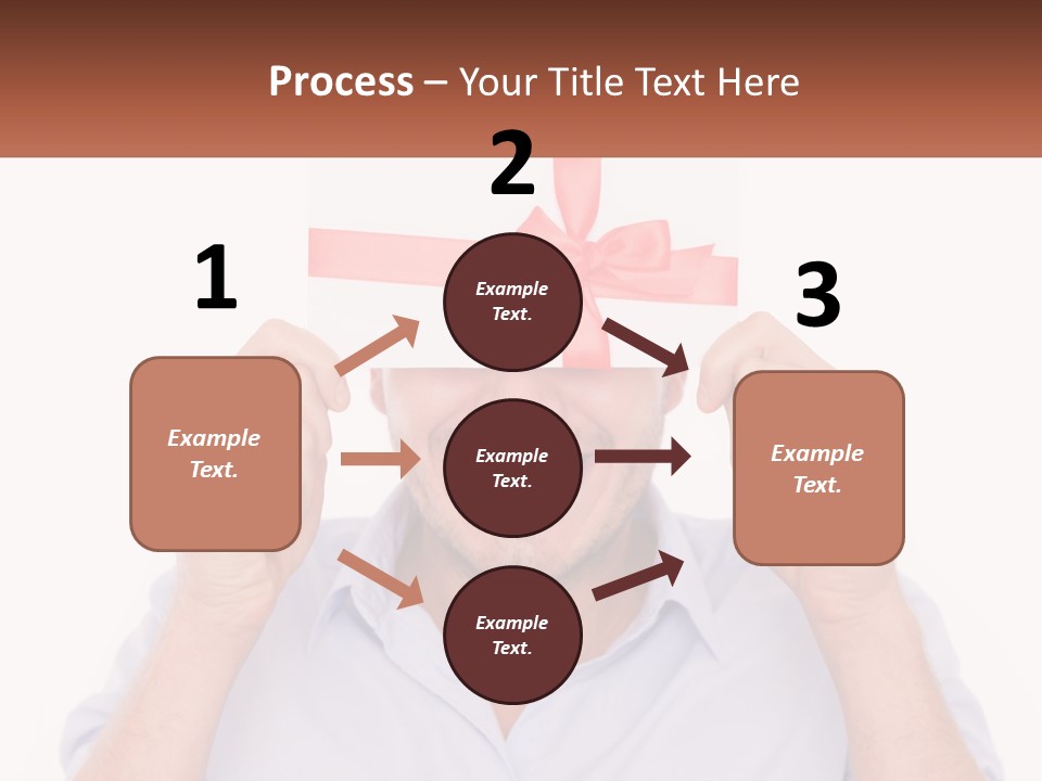 A Man Holding A Card With A Red Bow On It PowerPoint Template