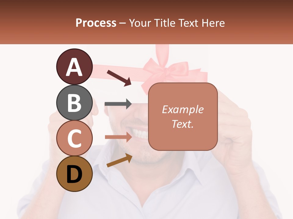 A Man Holding A Card With A Red Bow On It PowerPoint Template