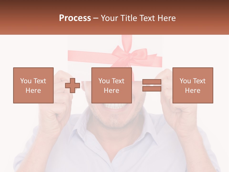 A Man Holding A Card With A Red Bow On It PowerPoint Template