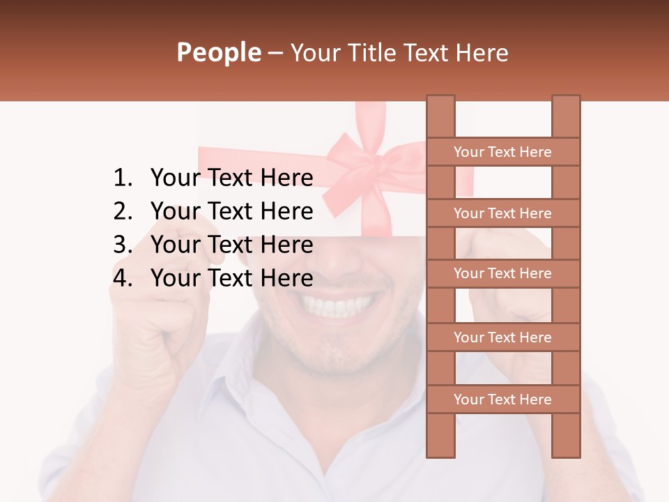 A Man Holding A Card With A Red Bow On It PowerPoint Template