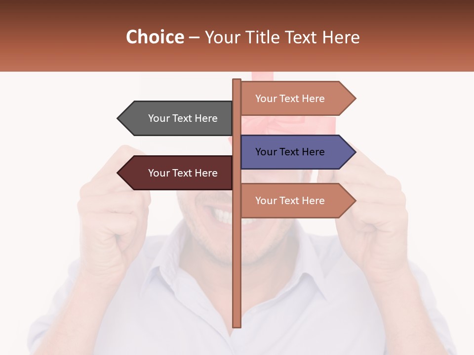 A Man Holding A Card With A Red Bow On It PowerPoint Template