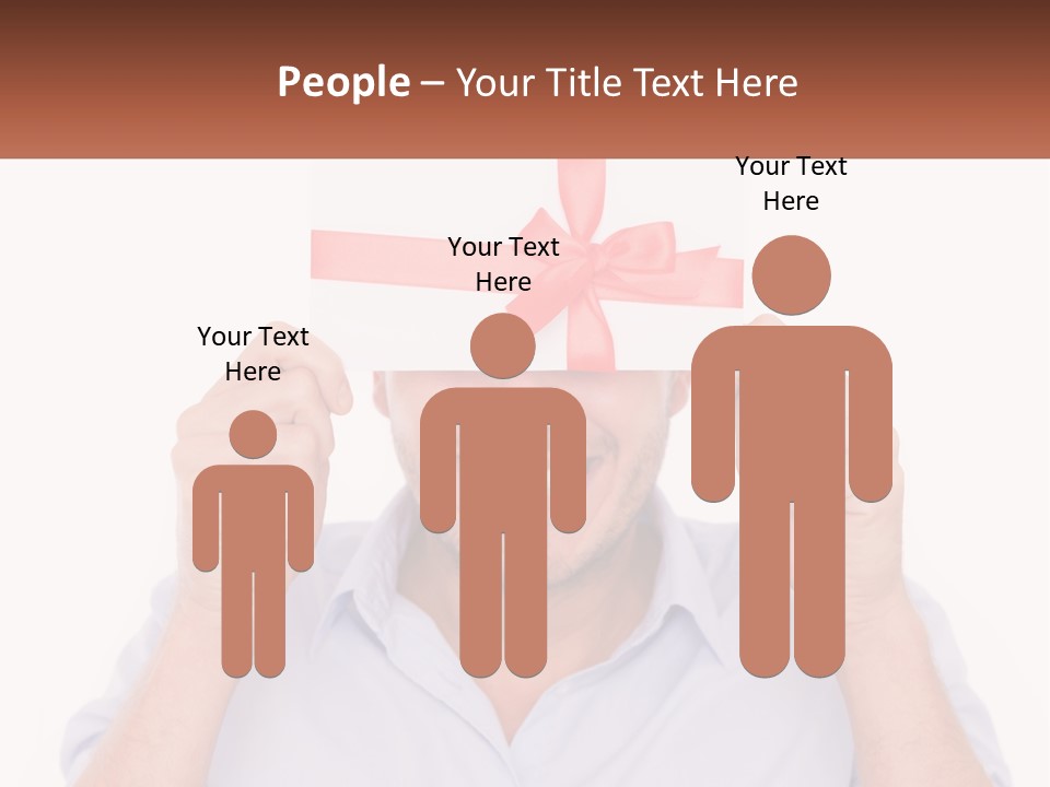 A Man Holding A Card With A Red Bow On It PowerPoint Template