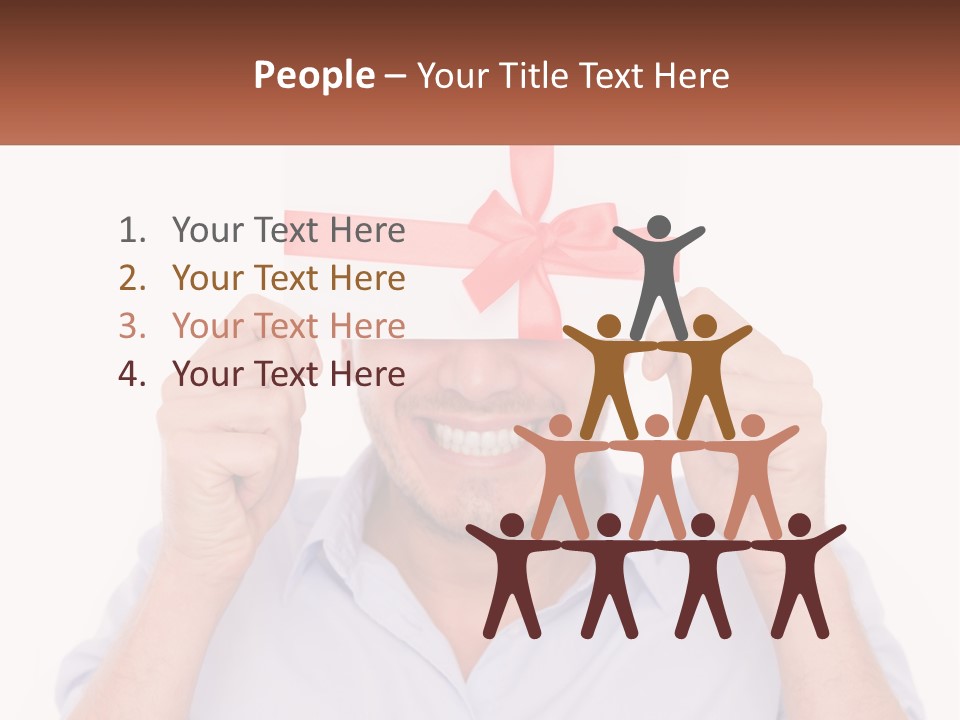 A Man Holding A Card With A Red Bow On It PowerPoint Template