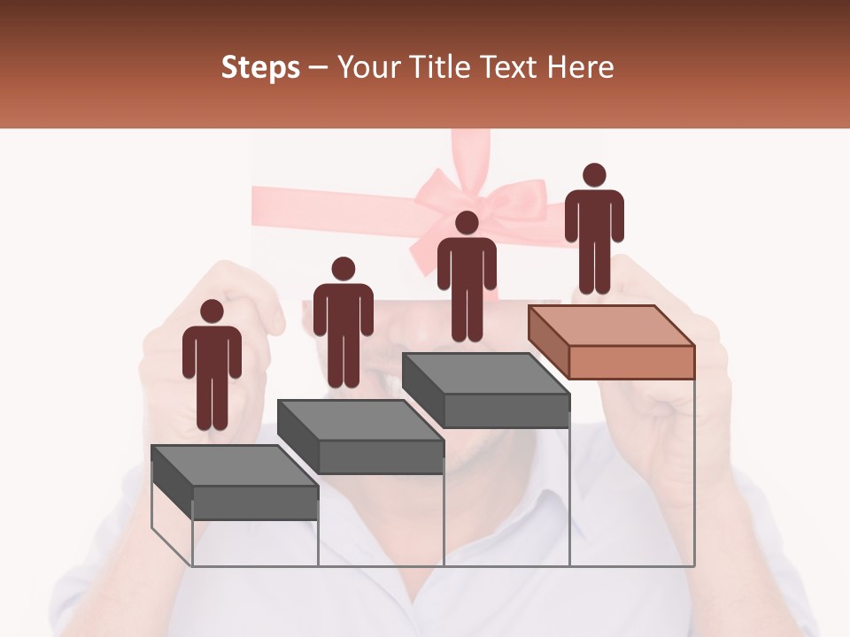 A Man Holding A Card With A Red Bow On It PowerPoint Template