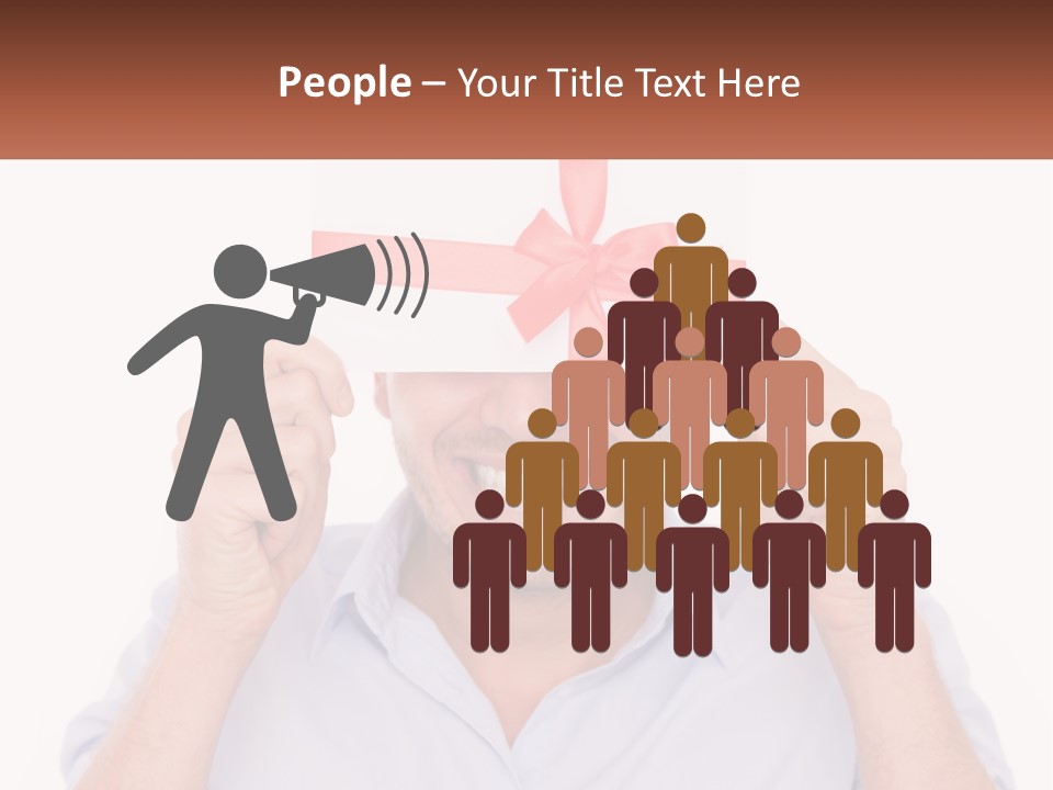 A Man Holding A Card With A Red Bow On It PowerPoint Template