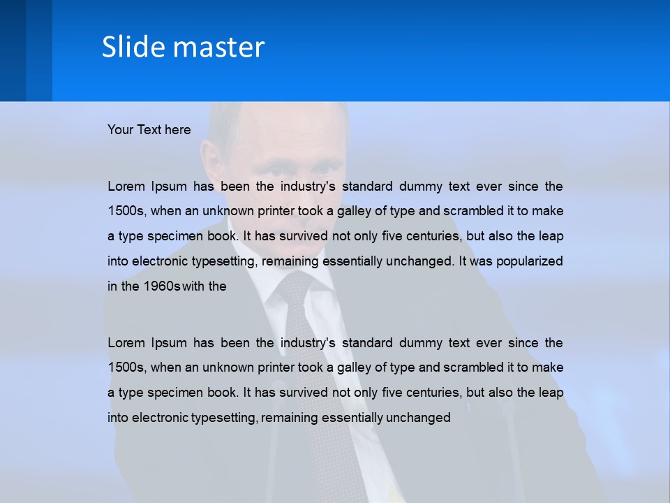 A Man In A Suit And Tie Sitting At A Table PowerPoint Template