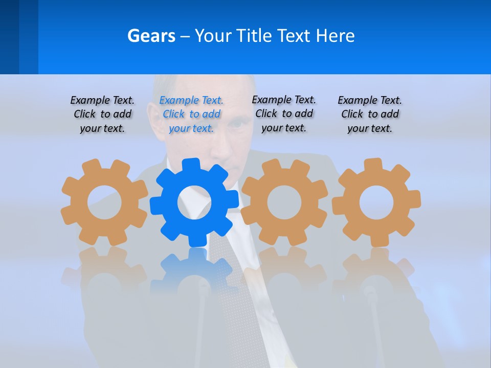 A Man In A Suit And Tie Sitting At A Table PowerPoint Template