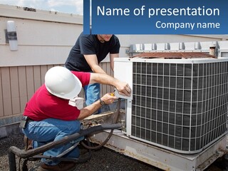 A Man And A Woman Working On An Air Conditioner PowerPoint Template