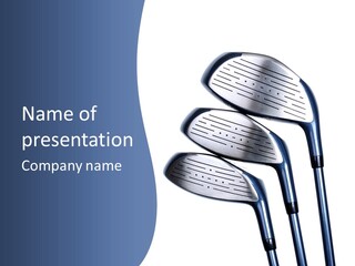 A Group Of Golf Clubs On A Blue And White Background PowerPoint Template
