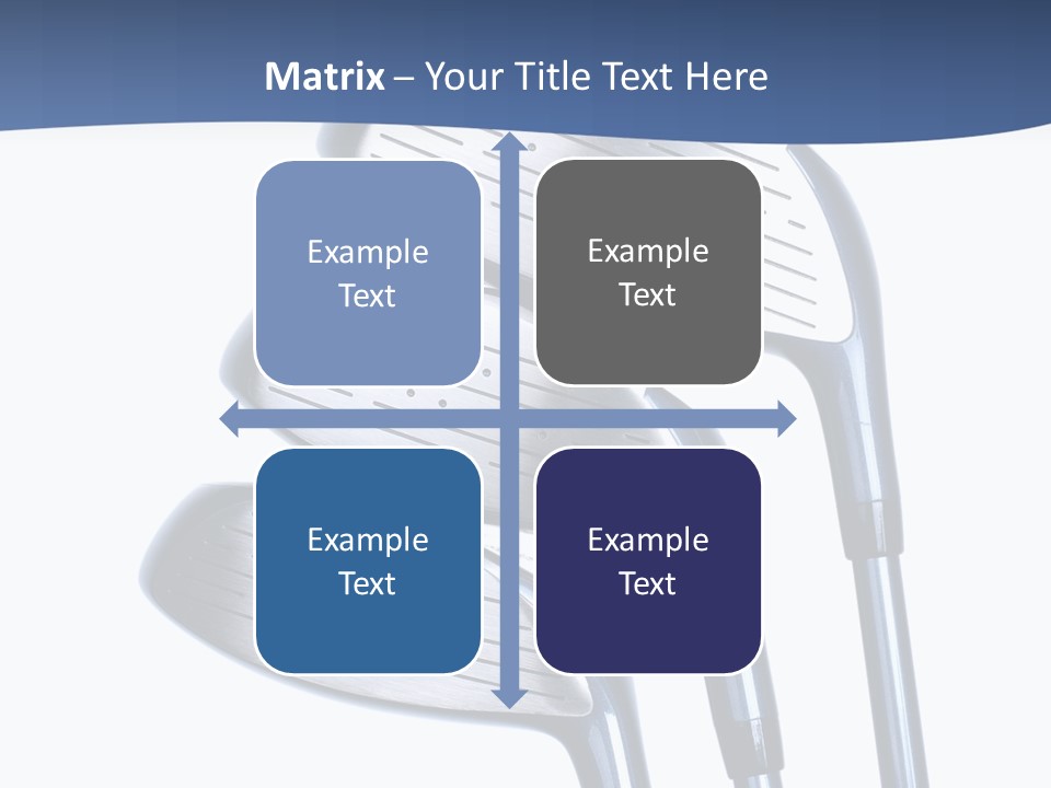 A Group Of Golf Clubs On A Blue And White Background PowerPoint Template