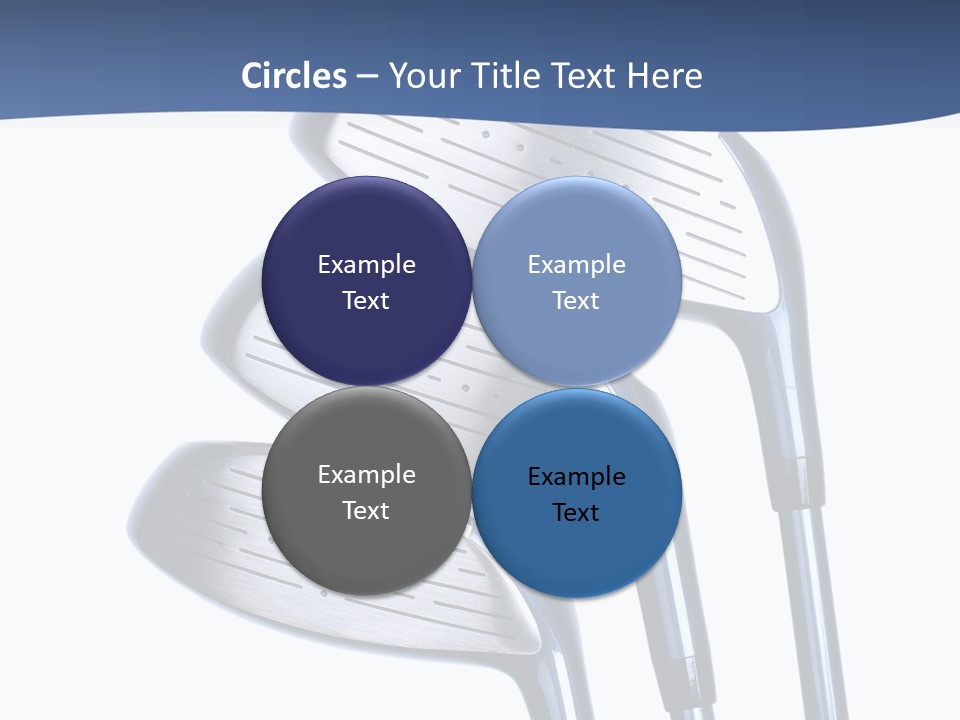 A Group Of Golf Clubs On A Blue And White Background PowerPoint Template