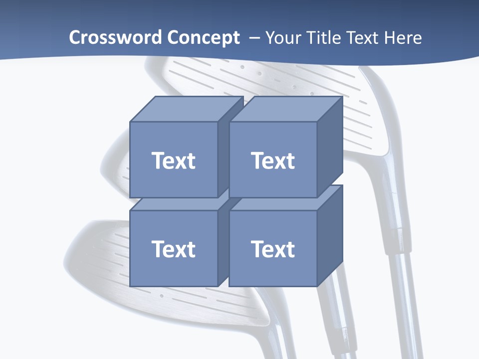 A Group Of Golf Clubs On A Blue And White Background PowerPoint Template