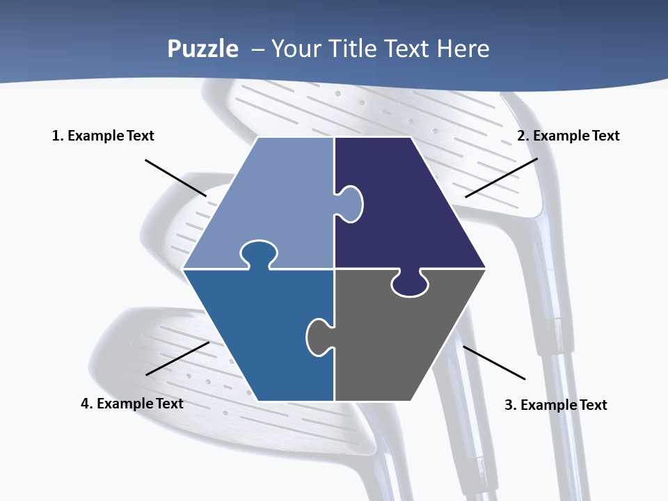 A Group Of Golf Clubs On A Blue And White Background PowerPoint Template