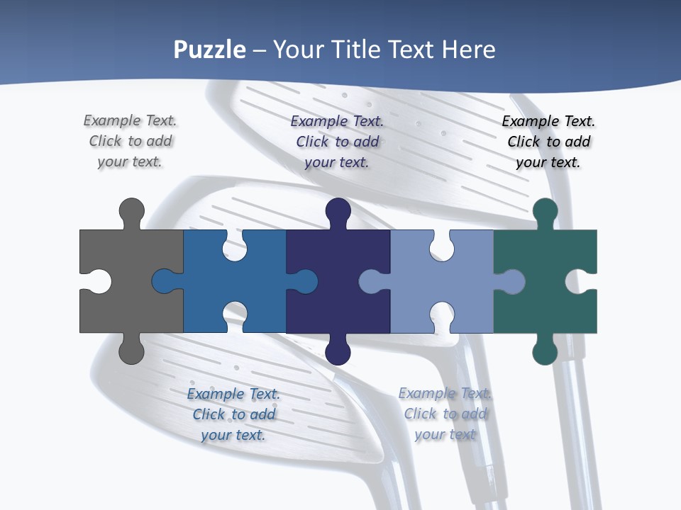 A Group Of Golf Clubs On A Blue And White Background PowerPoint Template